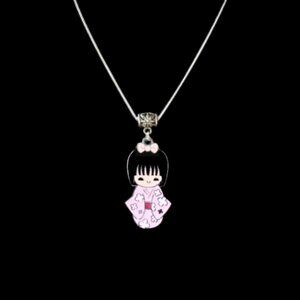 Japanese Geisha Girl Lacquered Necklace